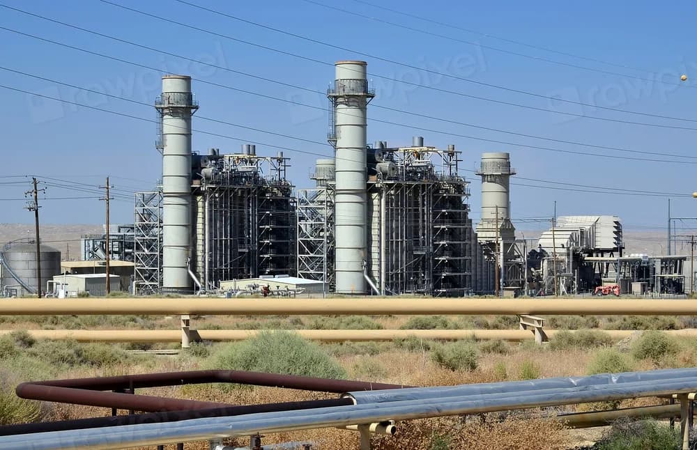 Pipework, columns and vessels at a petroleum refinery process plant